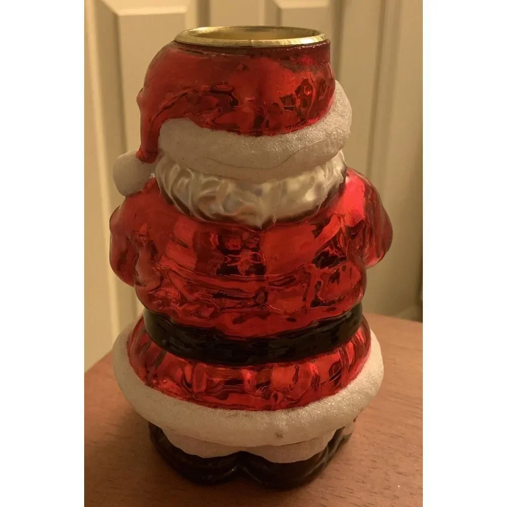 Vintage Glass Santa Holding Presents Christmas Tree Candle‎ Holder 6.7